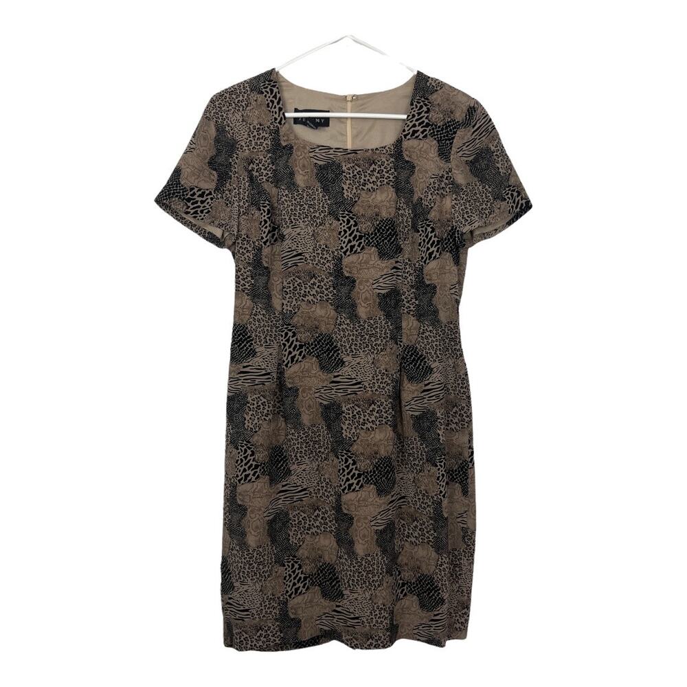 Spenser Jeremy Silk Animal Print Zip Short Sleeve Dress Lined Size 6
